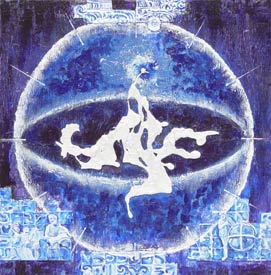 "Mapa Astral - Azulejos a Varejo", mista sobre madeira 90x90